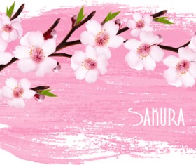 Beautiful sakura vector background graphics 03