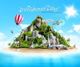 Beautiful summer travel psd background