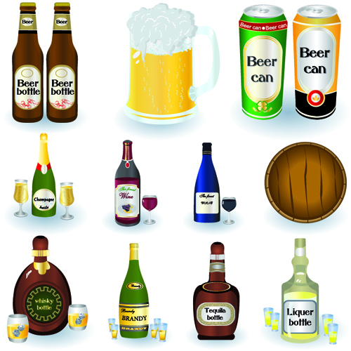 Beer can and beer bottle creative vector