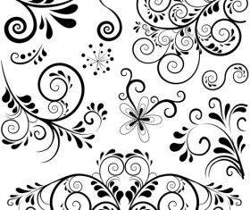 Black floral ornament pattern vector