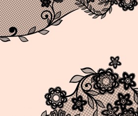 Black lace floral creative background 01