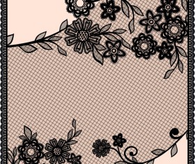 Black lace floral creative background 02