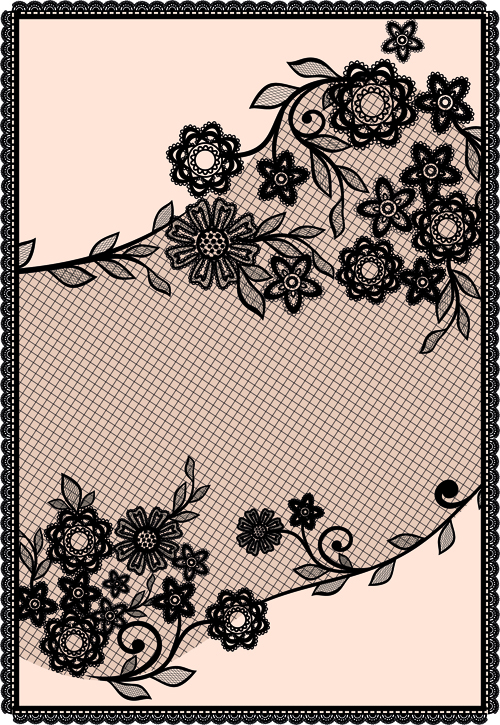 Black lace floral creative background 02