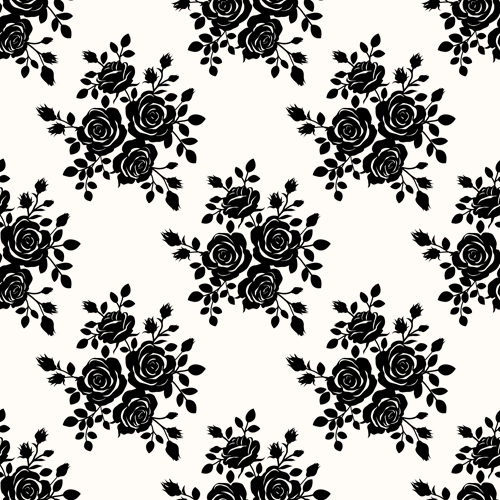 Black roses seamless patterns vector graphics