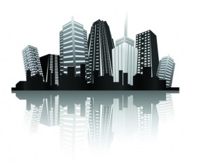 Black with white city building design vector 01