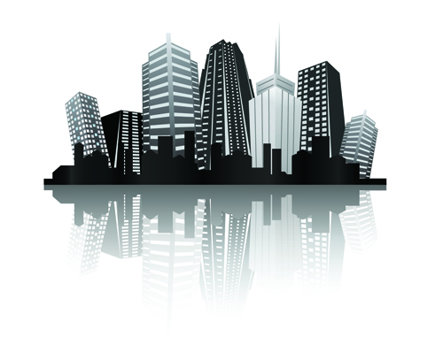 Black with white city building design vector 01