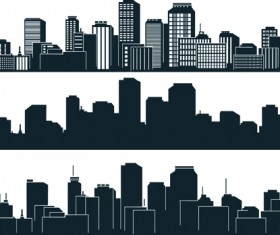 Black with white city building design vector 03