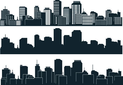 Black with white city building design vector 03 free download