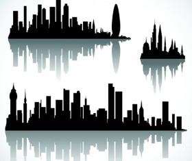 Black with white city building design vector 04