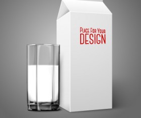 Blank milk box and milk cup vector material