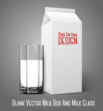Blank milk box and milk cup vector material