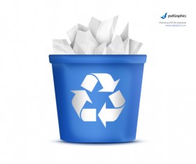 Blue recycling bin icon psd