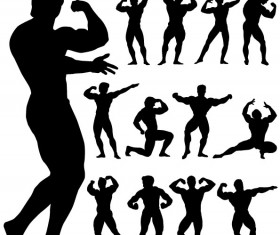 Bodybuilding man silhouette vector