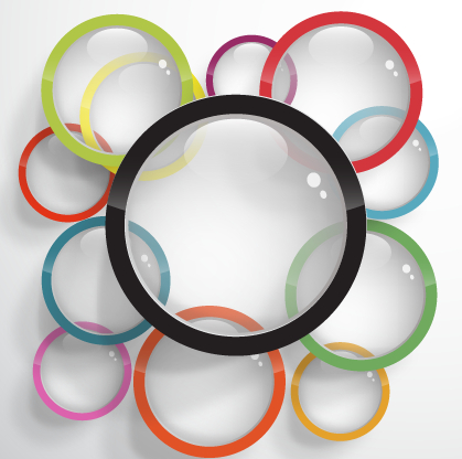 Bright glass circle design background vector 02