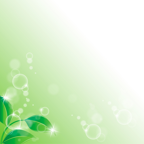 Bright green leaves with air bubble vector background 01