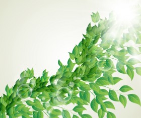 Bright green leaves with air bubble vector background 02