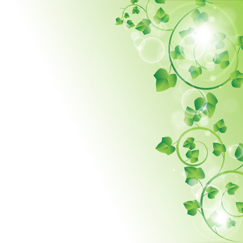 Bright green leaves with air bubble vector background 03 free download