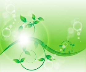 Bright green leaves with air bubble vector background 04