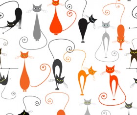 Cartoon cat seamless pattern vector graphic