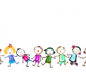 Children holding hands vector material 01