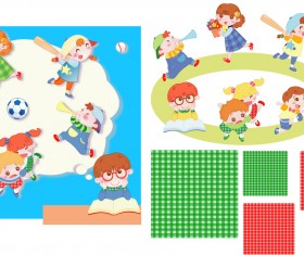 Children playing with pattern vector