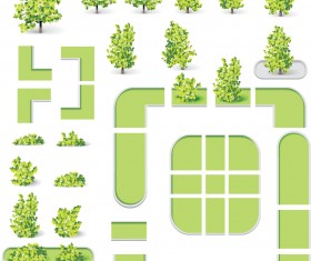 City map and green tree vector