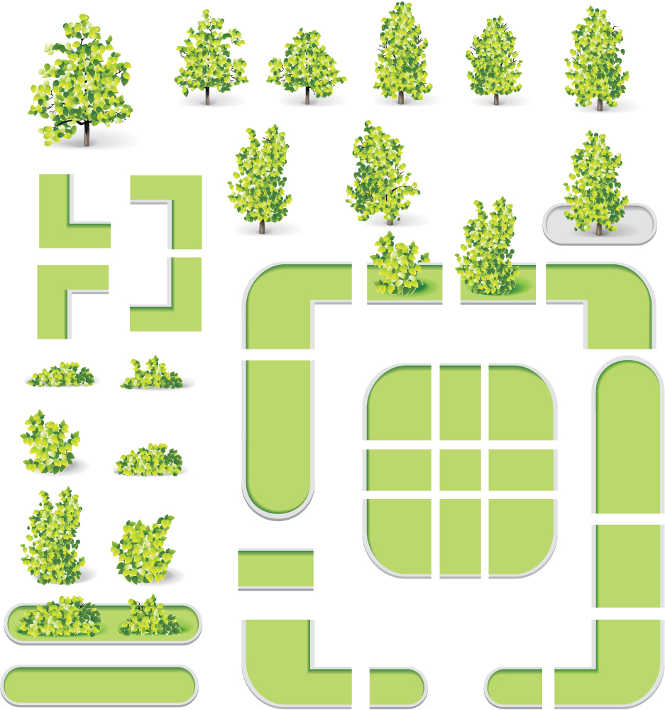 City map and green tree vector