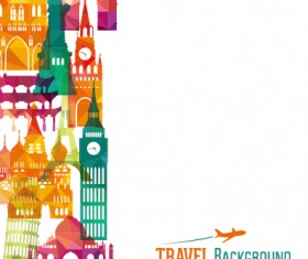 Classic buildings with travel background vector 02