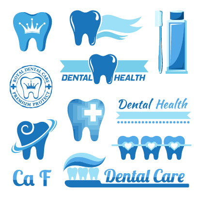 Classic dental logos and labels vector graphics 01