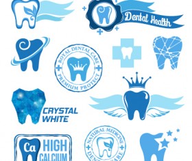 Classic dental logos and labels vector graphics 02