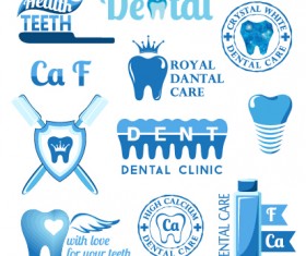 Classic dental logos and labels vector graphics 04