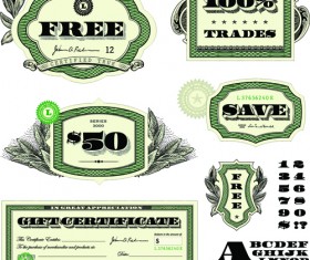 Classic financial labels vector graphics 01