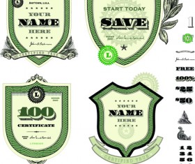 Classic financial labels vector graphics 02
