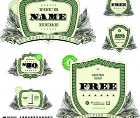 Classic financial labels vector graphics 03
