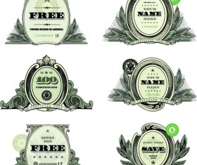 Classic financial labels vector graphics 05