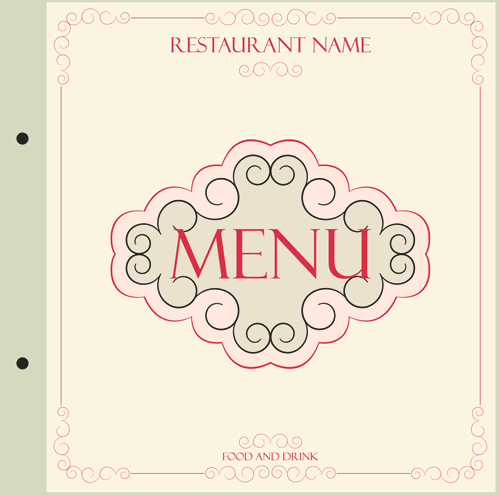 Classic retro restaurant menu cover vector material 04
