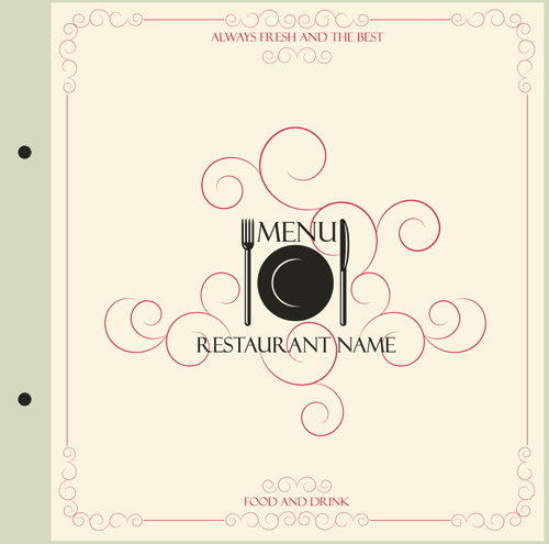 Classic retro restaurant menu cover vector material 05