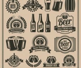 Classical beer labels creative vector 01