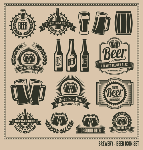 Classical beer labels creative vector 01