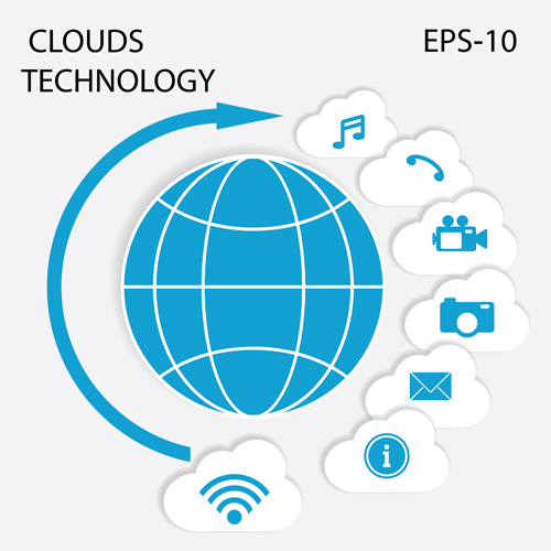 Clouds technology infographics vector material