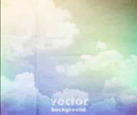 Clouds with crumpled paper vector background 04