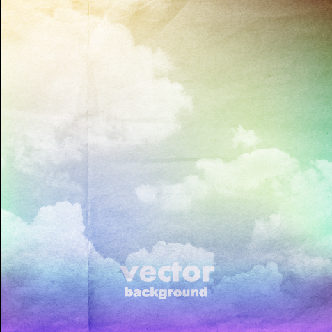 Clouds with crumpled paper vector background 04