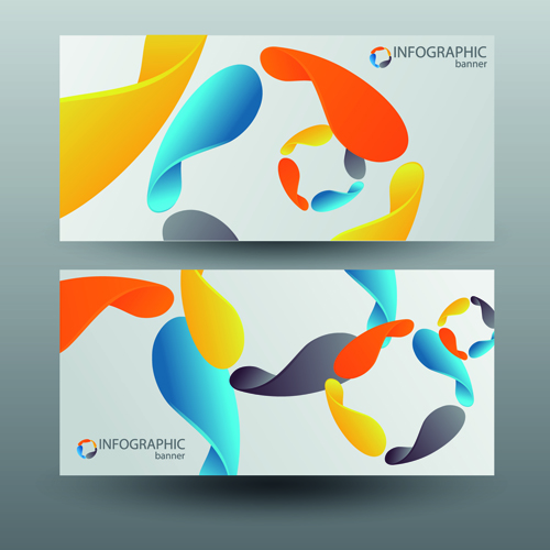 Colored abstract infographics banner vector 01