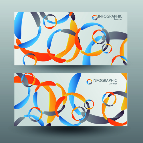 Colored abstract infographics banner vector 02