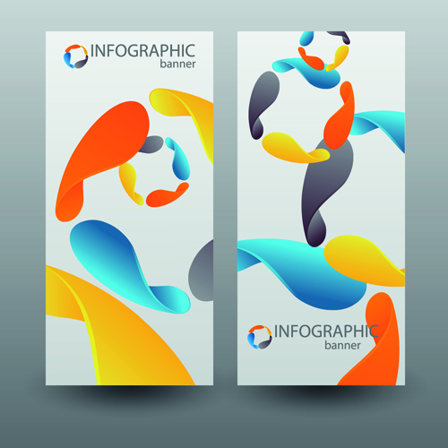 Colored abstract infographics banner vector 03