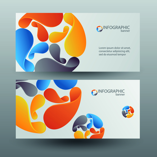 Colored abstract infographics banner vector 04