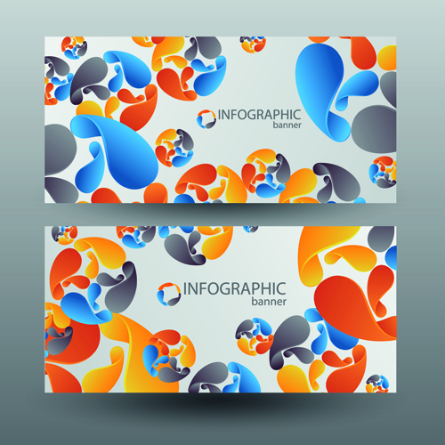 Colored abstract infographics banner vector 05