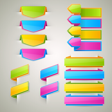 Colored bookmarks with ribbons vector graphics