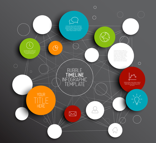 Colored circles infographic template vector graphics 03
