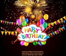 Colored confetti with happy birthday background vector 05